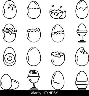 Eggshell icons set, outline style Stock Vector