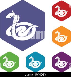 King cobra icons vector hexahedron Stock Vector