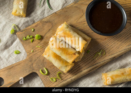 Homemade Fried Vegetable Egg Rolls Ready to Eat Stock Photo