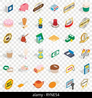 Hot drink icons set, isometric style Stock Vector