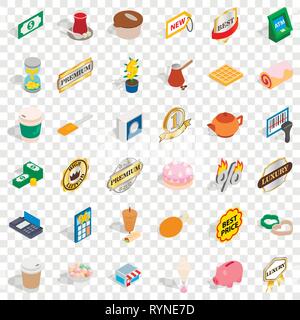 Hot coffee icons set, isometric style Stock Vector
