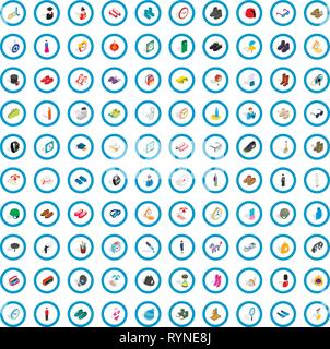 100 gear icons set, isometric 3d style Stock Vector