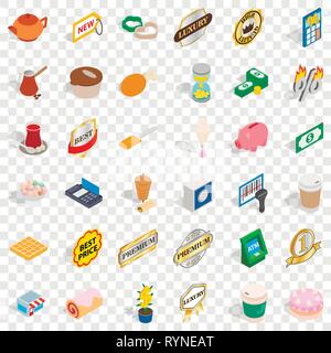 Coffee shop icons set, isometric style Stock Vector
