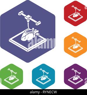 Heart d printing icons vector hexahedron Stock Vector