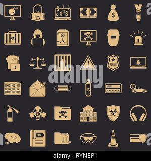 Hacker icons set, simple style Stock Vector