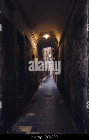 GENOA, ITALY - NOVEMBER 04, 2018 - Narrow streets of the old city Stock Photo