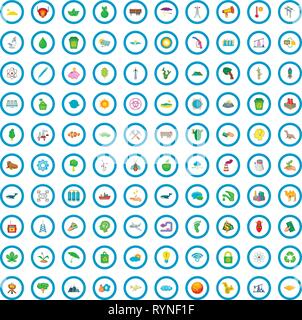 100 global warming icons set, cartoon style Stock Vector