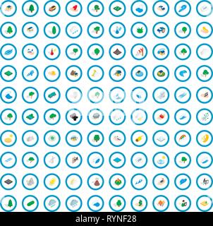 100 global warming icons set, isometric 3d style Stock Vector