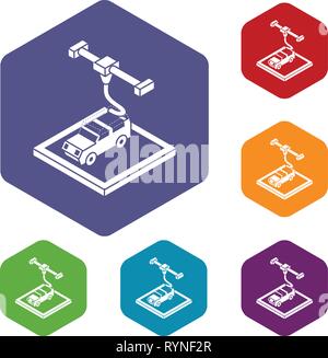 Car d printing icons vector hexahedron Stock Vector