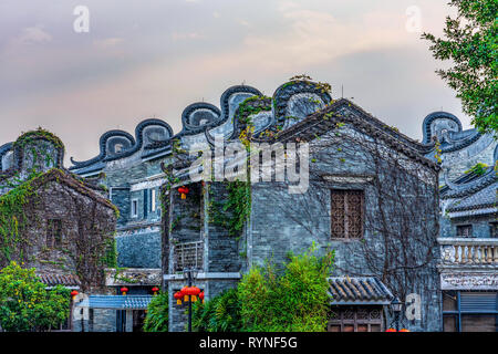 GUANGZHOU, CHINA - OCTOBER 23:  Traditional Chinese architecture at Lingnan Impression Park, a famous tourist destination on October 23, 2018 in Guang Stock Photo