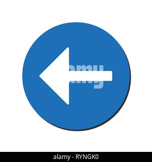 Arrow points to the left. Back arrow icon. Direction indicator pointer sign icon. Previous symbol. Stock Vector