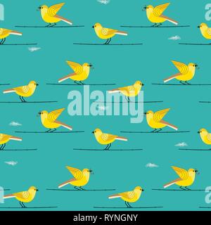 Hand drawn birds seamless pattern background Stock Vector