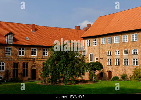 Ebstorf Abbey: inner coutyard, Lüneburg Heath, Uelzen District, Lower Saxony, Germany Stock Photo