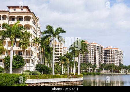 Miami Florida,Coral Gables,Deering Bay Yacht & Country Club,building,luxury,lifestyle,condominium residential apartment apartments building buildings Stock Photo