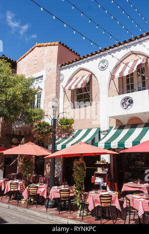 Miami Beach Florida,Espanola Way,Hosteria Romana,al fresco sidewalk outside tables,dining,Italian,restaurant restaurants food dining cafe cafes,food,d