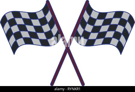 Racing flags crossed symbol blue lines Stock Vector