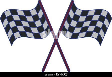 Racing flags crossed symbol blue lines Stock Vector