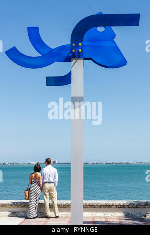 Florida Saint St. Lucie County,Fort Ft. Pierce,Indian River Lagoon,Gazebo Park,steel,sculpture,In the Swim,Jorge Blanco,artist,Art in Public Places,ma Stock Photo