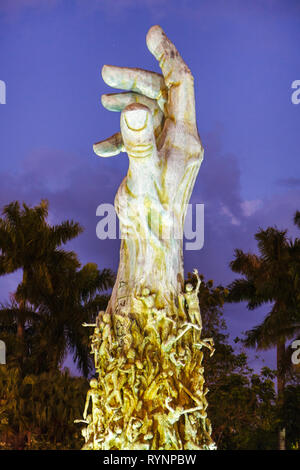 Miami Beach Florida,Holocaust Memorial,Jews,Jewish,sculpture,remember,honor,Kenneth,sculptor,hand,hands,reaching toward sky,victims,memorialize,genoci Stock Photo