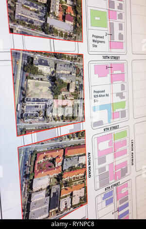 Miami Beach Florida,Community Planning Workshop,Alton Road corridor,future,city board,map,poster,presentation,information,city blocks,aerial overhead Stock Photo