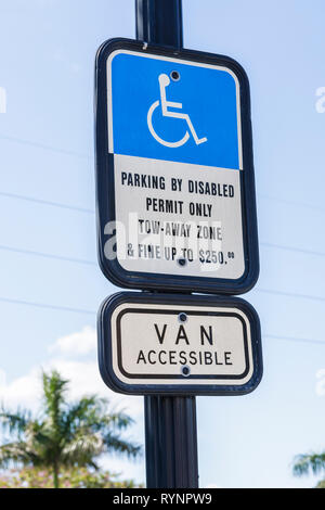 Florida Miramar,sign,blue,disabled parking,warning,fine,van accessible,$250,tow away,wheelchair,ADA,accessibility,handicapped,handicap,FL090228014
