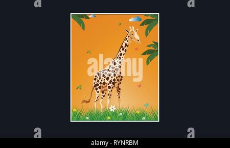 Cute giraffe vector illustration isolated Stock Vector