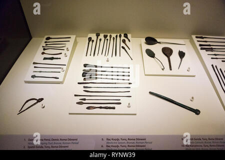 Ancient medicine tools, Roman Period, Gaziantep Museum Turkey Stock Photo