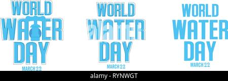 Blue World Water Day Typographical Design Elements.World Water Day Text icon.Minimalistic design for World Water Day concept.Vector illustration - Vec Stock Vector