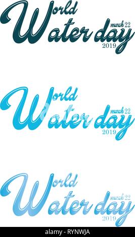 Set of white backgrounds with text for water day. Typographical Design for World Water Day concept.Vector illustration - Vector Stock Vector