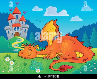 Sleeping dragon theme image 2 - eps10 vector illustration. Stock Vector