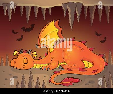 Sleeping dragon theme image 3 - eps10 vector illustration. Stock Vector