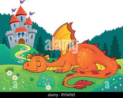 Sleeping dragon theme image 4 - eps10 vector illustration. Stock Vector