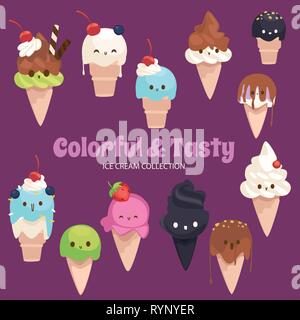 Cute Rainbow Food Objects Collection Stock Vector