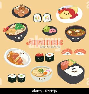 Cute Rainbow Food Objects Collection Stock Vector