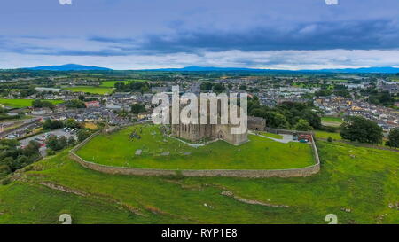 Aerial view of a small brick ruin situated in the middle of a vast ...