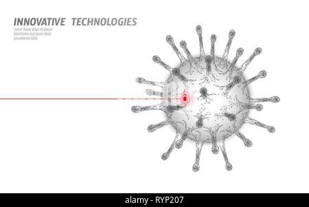 Virus cell low poly structure. Disease infection medicine healthcare concept. Stock Vector