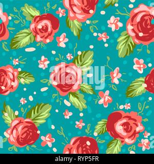 Vintage floral seamless pattern. Trendy repeating roses background. Stock Vector