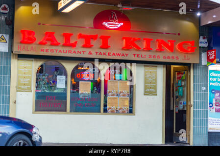 SHEFFIELD, UK - 20TH OCTOBER 2018: The front of the Balti King Halal restaurant - Sheffield Stock Photo