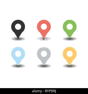 Locating colorful icon set vector in modern flat style for web, graphic and mobile design Stock Vector