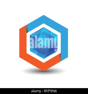 Hexagon - Vector logo concept illustration. Hexagon geometric polygonal logo. Hexagon abstract logo. Vector logo template. Design element. Stock Vector