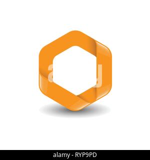 Hexagon - Branding orange color hexagon vector logo concept illustration. Design element. Stock Vector