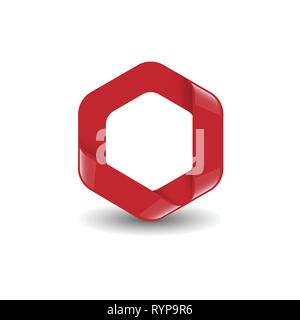 Hexagon - Branding red color hexagon vector logo concept illustration. Design element. Stock Vector