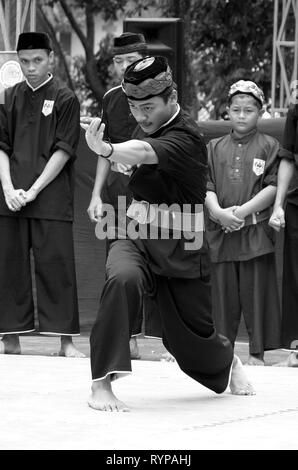 Silat Betawi, Pencak Siat, Indonesia Martial Art, perform at festival at Ciganjur,  South Jakarta. Stock Photo