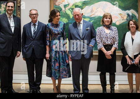 London, UK. 13th Mar 2019. HRH The Prince of Wales, with Her Majesty Queen Letizia of Spain, attend the opening of 'Sorolla: Spanish Master of Light' at the National Gallery, Trafalgar Square, London, United Kingdom Credit: Jeff Gilbert/Alamy Live News Stock Photo