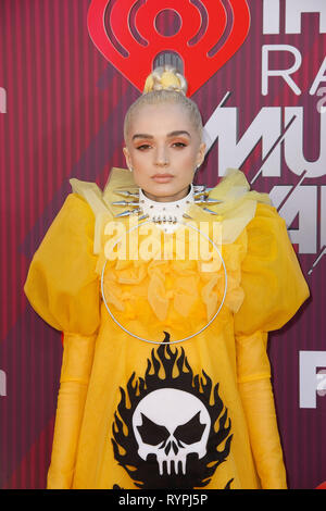 Los Angeles, California, USA. 14th Mar, 2019. LOS ANGELES, CALIFORNIA - MARCH 14: Poppy attends the 2019 iHeartRadio Music Awards which broadcasted live on FOX at Microsoft Theater on March 14, 2019 in Los Angeles, California. Photo: imageSPACE/MediaPunch Credit: MediaPunch Inc/Alamy Live News