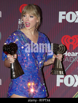 March 14, 2019 - Los Angeles, CA, USA - LOS ANGELES - MAR 14:  Taylor Swift at the iHeart Radio Music Awards - Press Room at the Microsoft Theater on March 14, 2019 in Los Angeles, CA (Credit Image: © Kay Blake/ZUMA Wire) Stock Photo