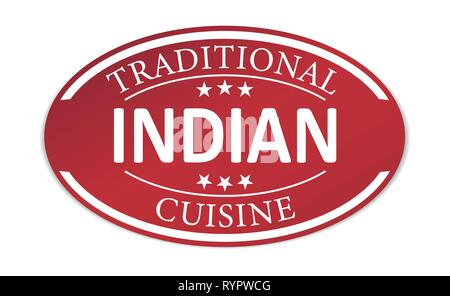 traditional indian cuisine paper web badge logo icon with stars Stock Vector