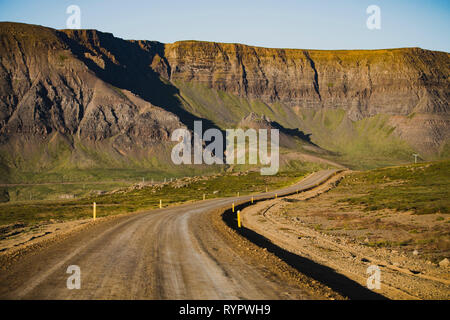 Curvy gravel road in Snaefellsnes Peninsula Vesturland, Iceland Stock Photo