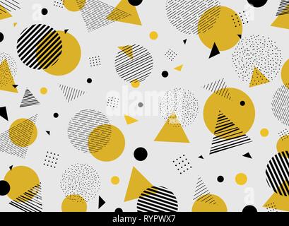 Abstract geometric yellow black colors pattern modern decoration. You can use for artwork design, ad, poster, brochure, cover report. illustration vec Stock Vector