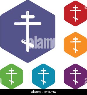 Orthodox cross icons vector hexahedron Stock Vector